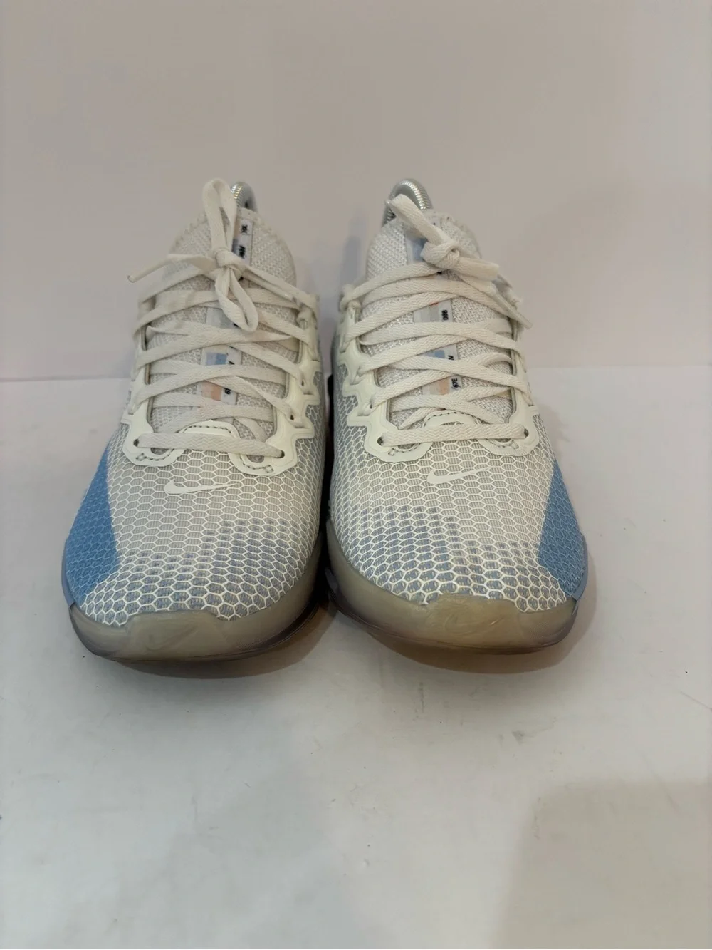 Nike White Mesh Training Shoes with Blue and Orange Accents size 7